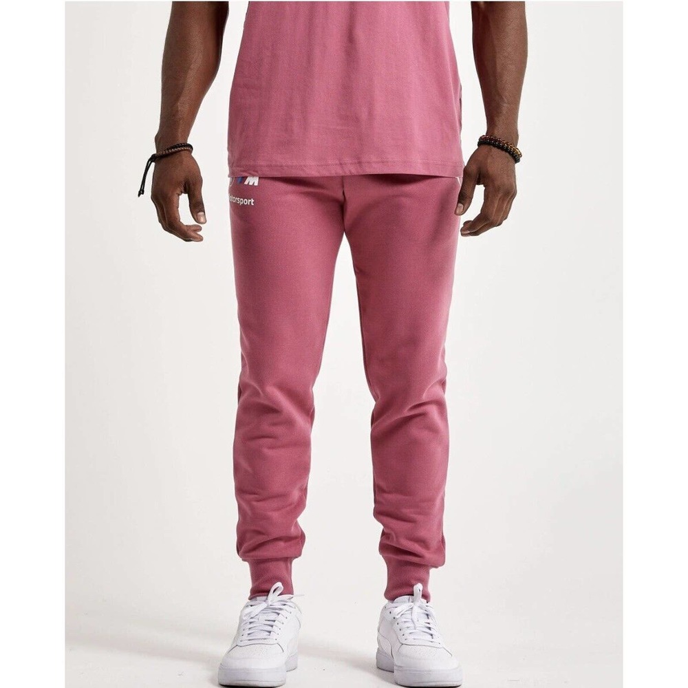 MENS PUMA BMW MOTORSPORT ESSENTIAL FLEECE PANTS SIZE EXTRA LARGE PINK